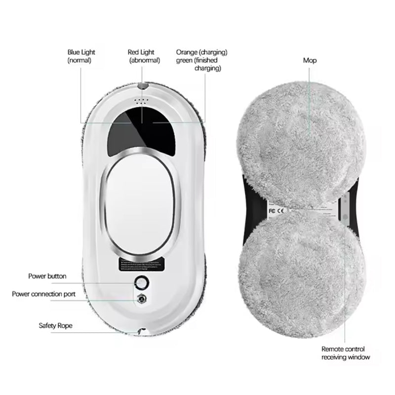 5600Pa Smart Window Cleaning Robot Auto-Guided, Remote-Controlled Glass Cleaner for Home Use